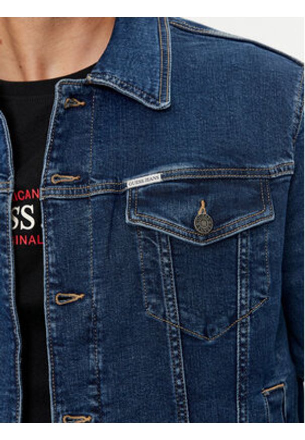 Guess Jeans Kurtka jeansowa M4YN33 D5DM3 Granatowy Regular Fit. Kolor: niebieski. Materiał: bawełna