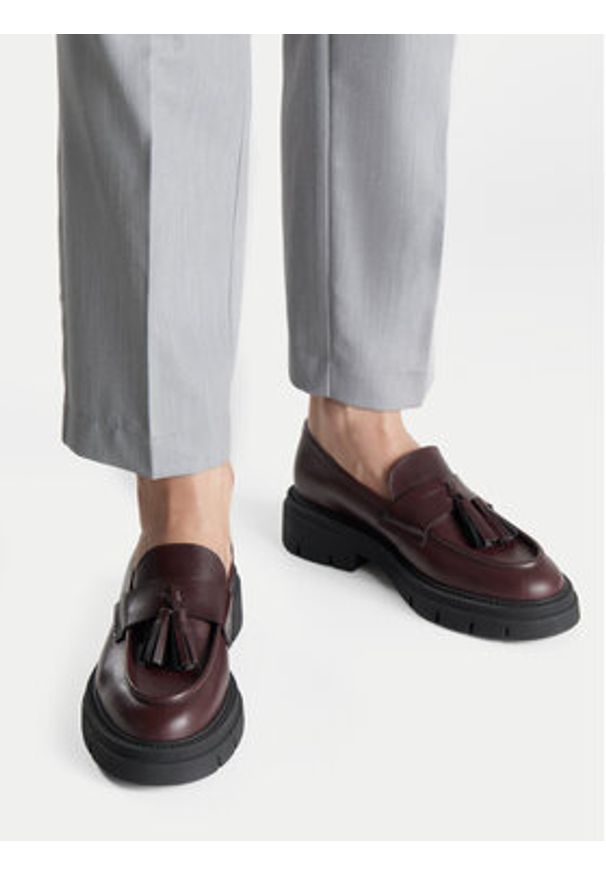 Gino Rossi Loafersy GRACE-I24-26375NB Bordowy. Kolor: czerwony. Materiał: skóra