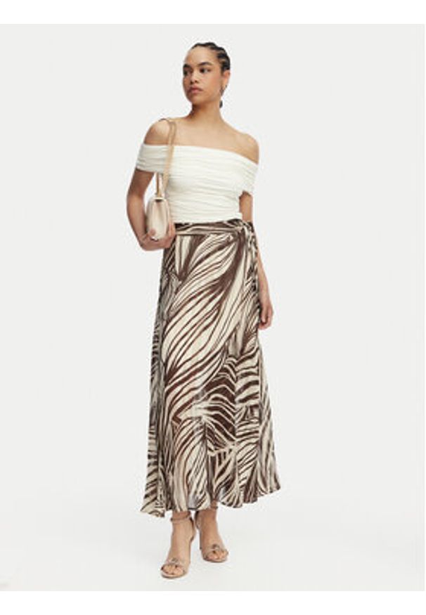 Guess Spódnica mini 174857 Brązowy Classic Fit. Kolor: brązowy. Materiał: syntetyk