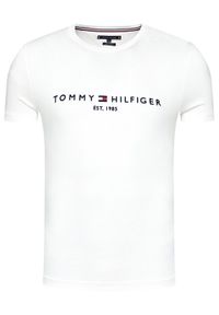 TOMMY HILFIGER - Tommy Hilfiger T-Shirt Core Logo Tee MW0MW11465 Biały Regular Fit. Kolor: biały. Materiał: bawełna