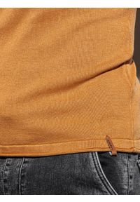 Ombre Clothing - Sweter męski bawełniany E180 - musztardowy - XL. Kolor: żółty. Materiał: bawełna. Styl: klasyczny #4