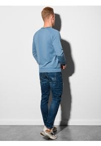 Ombre Clothing - Bluza męska bez kaptura B1156 - niebieska - XXL. Typ kołnierza: bez kaptura. Kolor: niebieski. Materiał: bawełna, poliester, jeans, dresówka, dzianina #5