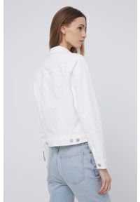 GAP kurtka jeansowa damska kolor biały przejściowa. Kolor: biały. Materiał: jeans