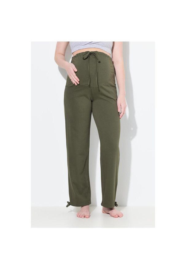 ULLA POPKEN - Damskie Spodnie dresowe Bellieva ekstra szeroki pas bio-bawełna. Kolekcja: plus size. Kolor: szary. Materiał: bawełna, materiał. Długość: długie