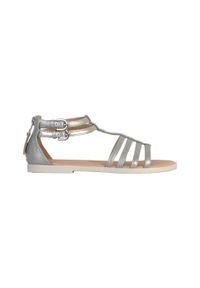 Geox - Sandały GEOX J SANDAL KARLY GIRL Srebrny. Kolor: szary. Materiał: syntetyk, tkanina. Sezon: lato