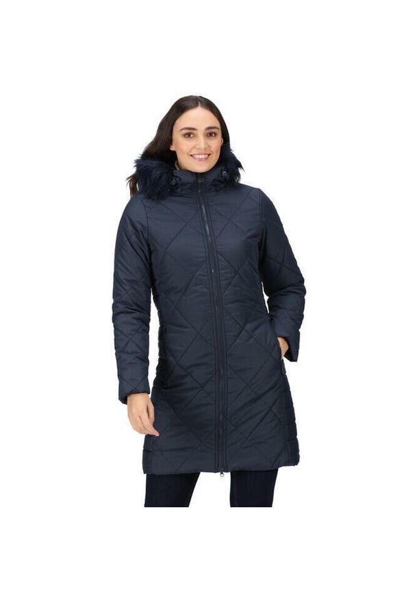 Regatta - Płaszcz turystyczny zimowy damski Fritha II pikowany. Kolor: niebieski. Materiał: puch. Sezon: zima. Sport: turystyka piesza