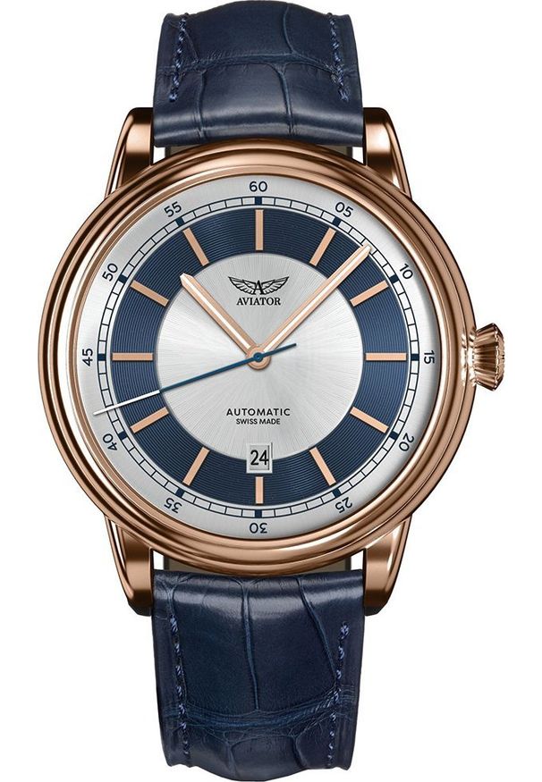 AVIATOR - Zegarek Aviator Zegarek męski Aviator V.3.32.2.270.4 niebieski. Kolor: niebieski