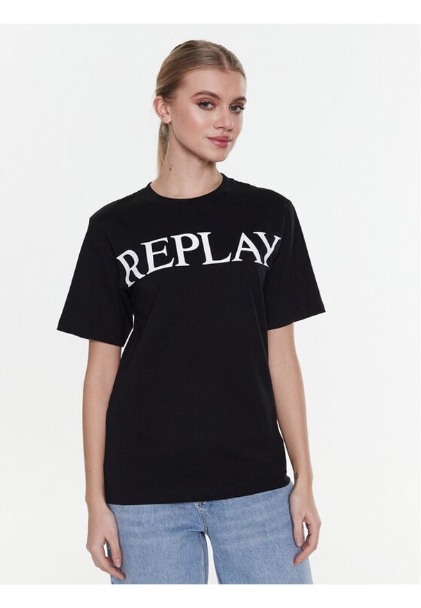 Replay T-Shirt W3698E.000.23188P Czarny Relaxed Fit. Kolor: czarny. Materiał: bawełna