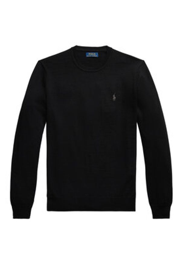 Polo Ralph Lauren Sweter 710946143004 Czarny Slim Fit. Typ kołnierza: polo. Kolor: czarny. Materiał: wełna