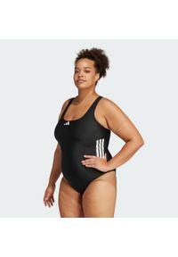 Adidas - Strój do pływania 3-Stripes C-Back (Plus Size). Kolekcja: plus size. Kolor: biały, wielokolorowy, czarny. Materiał: materiał