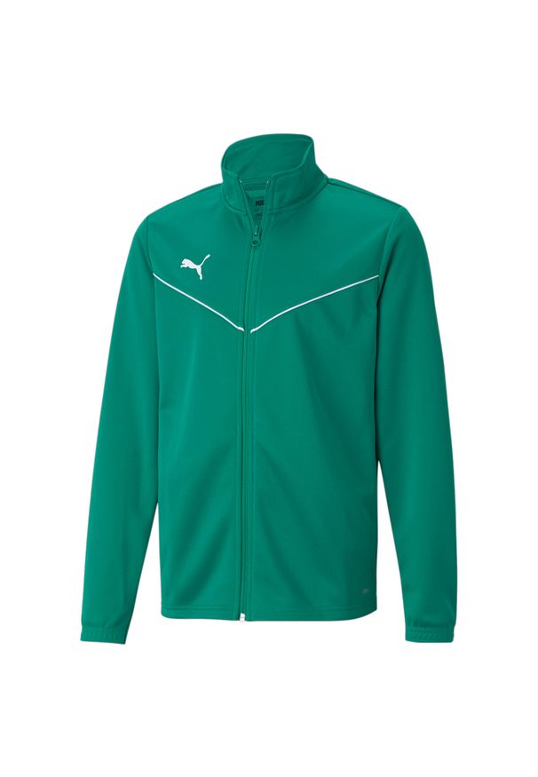 Bluza dla dzieci Puma teamRISE Training Poly Jacket Jr zielona. Kolor: zielony, biały, wielokolorowy. Sport: piłka nożna