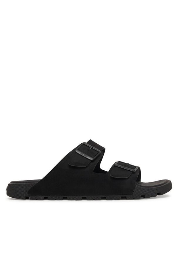 BOSS Klapki Surfley 50563157 Czarny. Kolor: czarny. Materiał: skóra, zamsz
