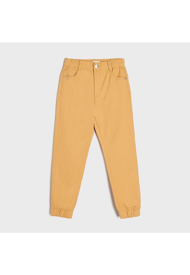 Sinsay - Jeansy jogger - Żółty. Kolor: żółty. Materiał: jeans