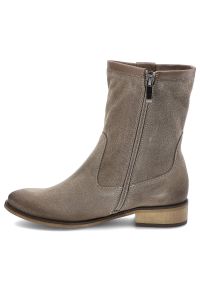 Brązowe Botki Dwunasty Shoes Damskie Stylowe Buty. Okazja: na co dzień. Kolor: beżowy. Materiał: zamsz, skóra. Szerokość cholewki: normalna. Sezon: zima, jesień. Obcas: na obcasie. Styl: elegancki. Wysokość obcasa: niski #5