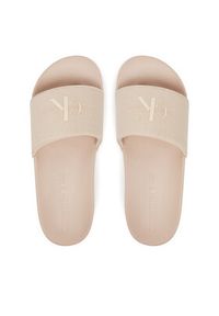 Calvin Klein Jeans Klapki Slide Monogram Wn YW0YW01835 Beżowy. Kolor: beżowy. Materiał: materiał #3