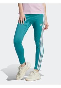 Adidas - adidas Legginsy Essentials 3-Stripes High-Waisted Single Jersey Leggings IL3378 Turkusowy. Kolor: turkusowy. Materiał: jersey, bawełna