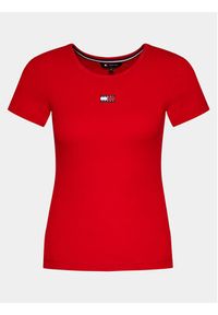 Tommy Jeans T-Shirt Badge DW0DW17881 Czerwony Slim Fit. Kolor: czerwony. Materiał: bawełna #6