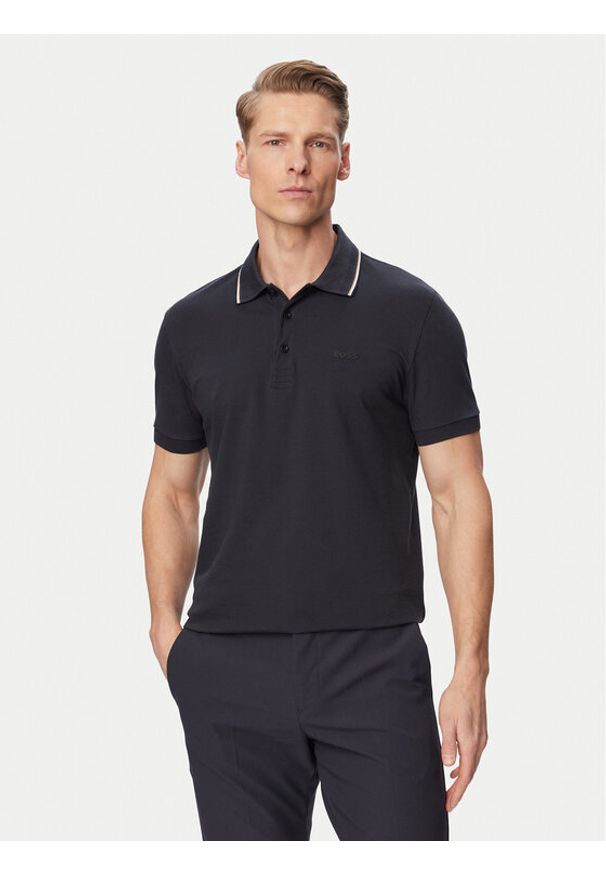BOSS Polo Pl Goc Birdie Paule 50559365 Granatowy Slim Fit. Typ kołnierza: polo. Kolor: niebieski. Materiał: bawełna