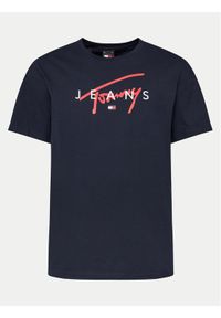 Tommy Jeans T-Shirt Signature Twist DM0DM19683 Granatowy Regular Fit. Kolor: niebieski. Materiał: bawełna