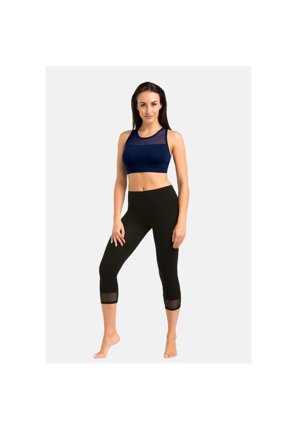 TEYLI - Legginsy na fitness damskie Teyli Glamo 3/4. Kolor: czarny. Materiał: bawełna, elastan. Sport: fitness