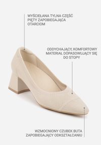 Born2be - Beżowe Dzianinowe Czółenka VICES na Niskim Słupku z Miękkim Zapiętkiem i Wkładką Soft-Step Kaleana. Okazja: na spotkanie biznesowe, na co dzień. Kolor: beżowy. Materiał: dzianina. Obcas: na słupku. Styl: elegancki, biznesowy, klasyczny, casual #7