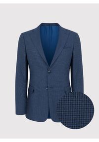 Pako Lorente - PAKO LORENTE – Granatowa marynarka garniturowa w pepitkę. Okazja: na ślub cywilny, na wesele. Kolor: niebieski. Styl: elegancki #9