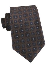 Męski Krawat - Ciemny Brąz, Grochy - Alties. Kolor: beżowy, wielokolorowy, brązowy. Materiał: tkanina. Wzór: grochy. Styl: elegancki, wizytowy #1