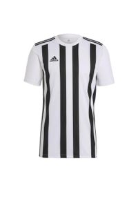 Koszulka do piłki nożnej męska Adidas Striped 21. Kolor: czarny, biały, wielokolorowy. Materiał: jersey. Wzór: paski. Sport: piłka nożna