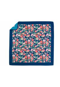 Adam Collection - Granatowa poszetka w różowe kwiaty E263. Kolor: różowy, wielokolorowy, niebieski. Wzór: kwiaty #1