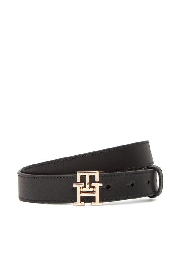 TOMMY HILFIGER - Tommy Hilfiger Pasek Damski Th Modern 2.5 AW0AW17496 Czarny. Kolor: czarny. Materiał: skóra