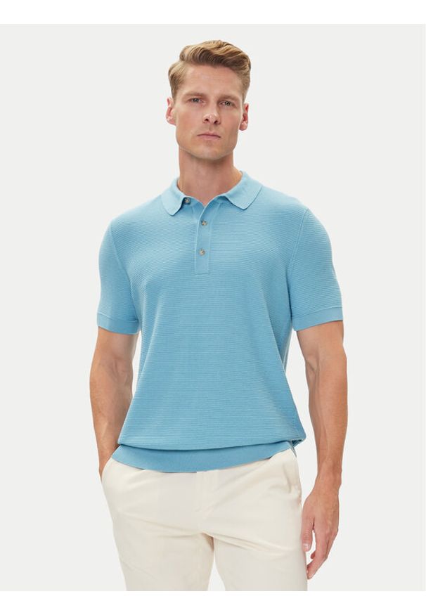 BOSS Polo H-Iannotti 50543148 Niebieski Regular Fit. Typ kołnierza: polo. Kolor: niebieski. Materiał: lyocell, bawełna