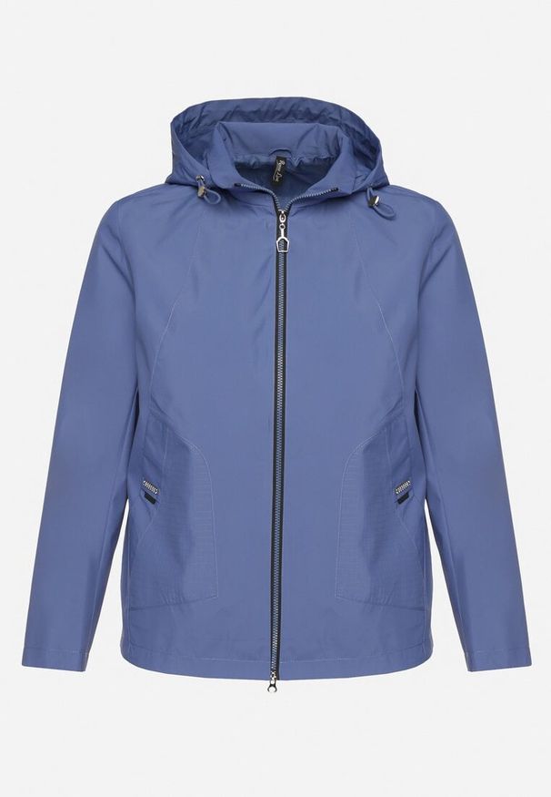 Born2be - Niebieska Kurtka o Prostym Kroju z Odpinanym Kapturem Nusanelis. Okazja: na co dzień. Kolekcja: plus size. Kolor: niebieski. Materiał: jeans. Styl: sportowy, klasyczny, elegancki, casual
