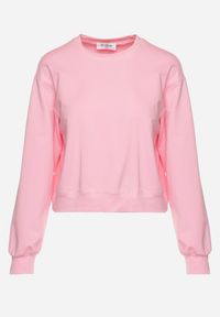Born2be - Różowa Bawełniana Bluza Oversize o Krótszym Kroju Vesperana. Kolor: różowy. Materiał: bawełna. Długość: krótkie #5