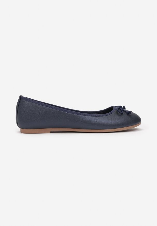 Born2be - Granatowe Balerinki Enenor. Zapięcie: bez zapięcia. Kolor: niebieski. Materiał: jeans, materiał. Szerokość cholewki: normalna. Wzór: kwiaty. Obcas: na obcasie. Wysokość obcasa: niski