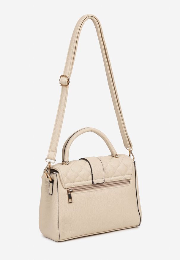 Born2be - Jasnobeżowa Torebka z Pikowaną Klapą na Ramię Lanothrea. Kolor: beżowy. Materiał: pikowane. Styl: klasyczny, elegancki, casual. Rodzaj torebki: na ramię