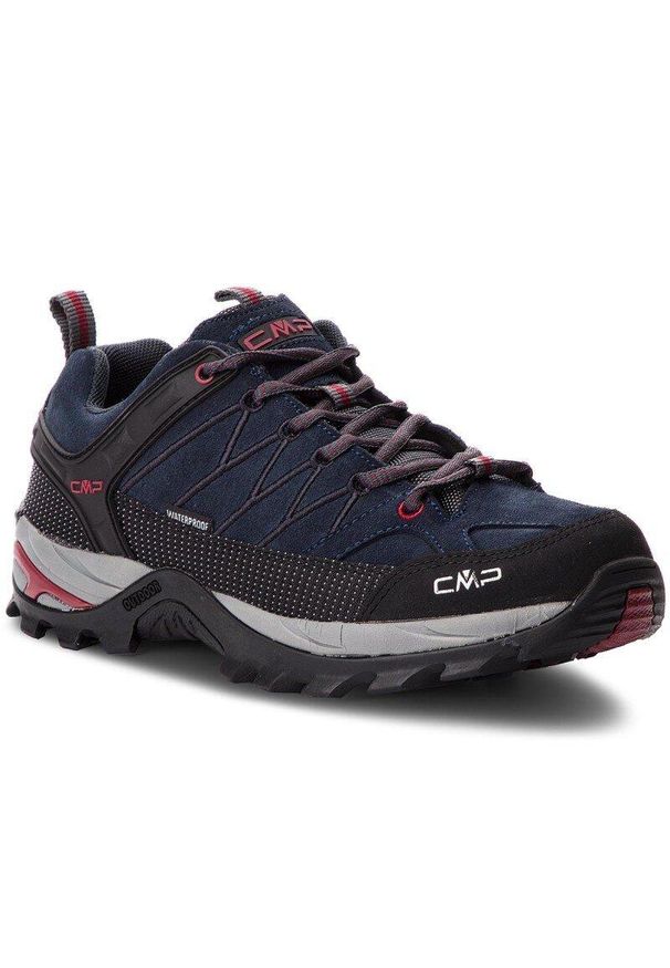 CMP - Buty trekkingowe męskie Rigel Low czarne. Kolor: czerwony, wielokolorowy, niebieski. Materiał: zamsz, skóra