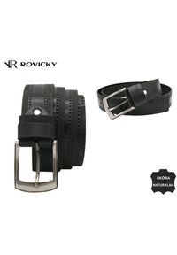 ROVICKY - Pasek męski Rovicky R-PI-01 czarny. Kolor: czarny. Materiał: skóra. Styl: klasyczny