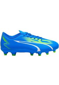 Buty piłkarskie Puma Ultra Play FG/AG Jr 107530 03 niebieskie. Zapięcie: sznurówki. Kolor: niebieski. Materiał: syntetyk. Szerokość cholewki: normalna. Sport: piłka nożna