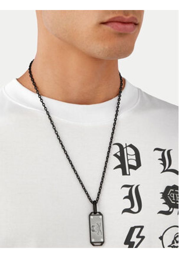 Philipp Plein - PHILIPP PLEIN Naszyjnik $Kull Bones PJWEA09NU Srebrny. Materiał: metalowe. Kolor: srebrny