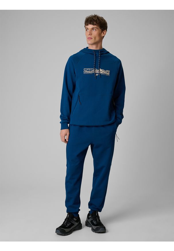 4f - 4F Spodnie dresowe joggery męskie - turkusowe L. Kolor: turkusowy. Materiał: dresówka. Sport: fitness