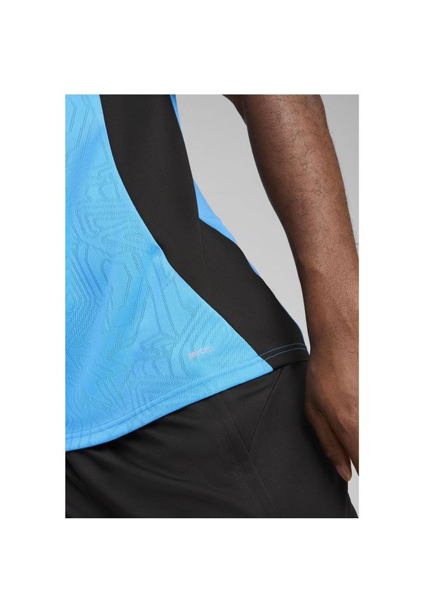 Puma - Męska koszulka treningowa Olympique Marsylia PUMA Bleu Azur Copper Blue Metallic. Kolor: szary, wielokolorowy, niebieski