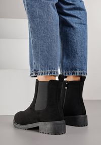 Born2be - Czarne Botki w Stylu Sztybletów z Elastyczną Wstawką Kanelle. Okazja: do pracy, na co dzień. Kolor: czarny. Styl: casual, elegancki