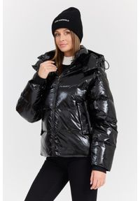 Karl Lagerfeld - KARL LAGERFELD Czarna damska kurtka Hooded Down Jacket. Kolor: czarny. Materiał: puch, materiał, poliamid. Długość rękawa: długi rękaw. Długość: długie #5