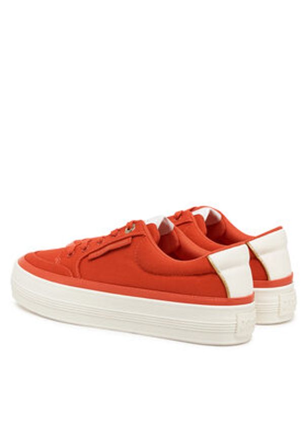 TOMMY HILFIGER - Tommy Hilfiger Sneakersy Essential Vulc Textile Sneaker FW0FW08323 Pomarańczowy. Kolor: pomarańczowy. Materiał: materiał