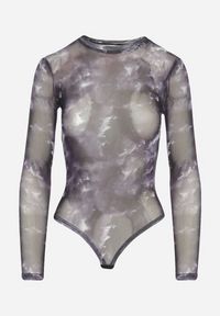 Born2be - Czarne Body w Marmurkowy Wzór z Długimi Rękawami Talinse. Okazja: na co dzień, na imprezę. Kolor: czarny. Długość rękawa: długi rękaw. Długość: długie. Wzór: aplikacja. Styl: casual #5