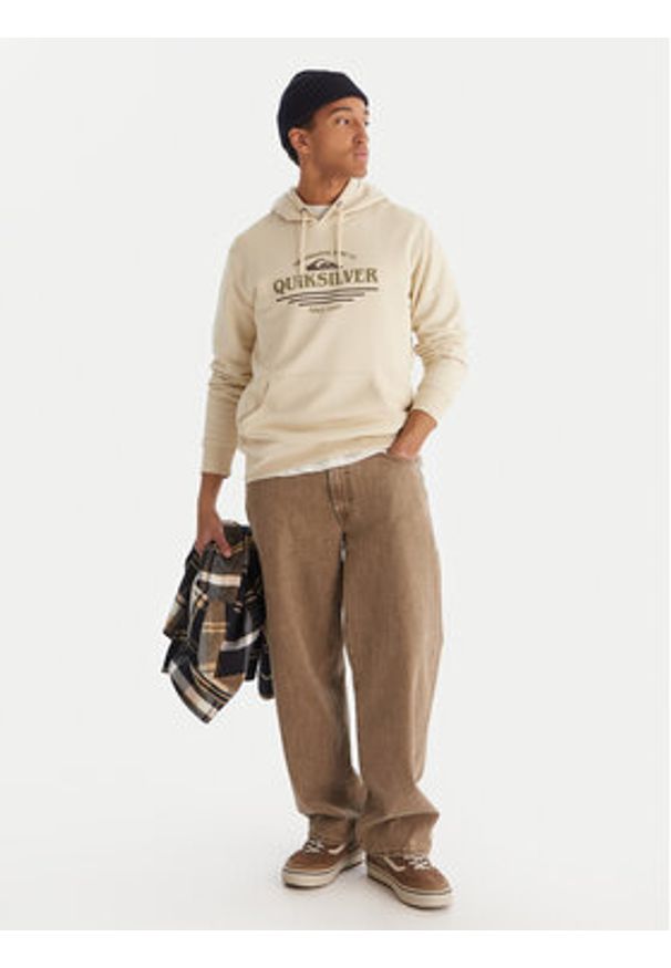 Quiksilver Bluza Screen Fleece Classic EQYFT05137 Beżowy Regular Fit. Kolor: beżowy. Materiał: syntetyk