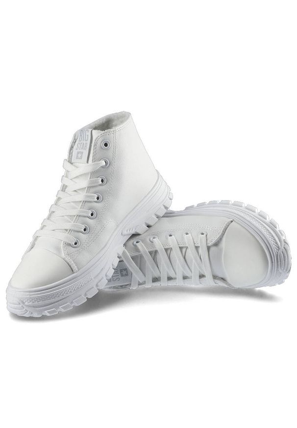 Big-Star - Białe Sneakersy Big Star Damskie Stylowe Buty. Okazja: na co dzień. Kolor: biały. Materiał: materiał, syntetyk. Szerokość cholewki: normalna. Styl: elegancki