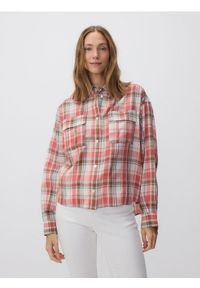 Reserved - Bawełniana koszula w kratę - koralowy. Kolor: pomarańczowy. Materiał: bawełna #1