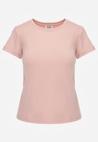 Born2be - Różowy Gładki T-shirt o Klasycznym Kroju Lycoris. Okazja: do domu, do pracy, na co dzień. Kolor: różowy. Materiał: jeans. Wzór: gładki. Styl: klasyczny #3