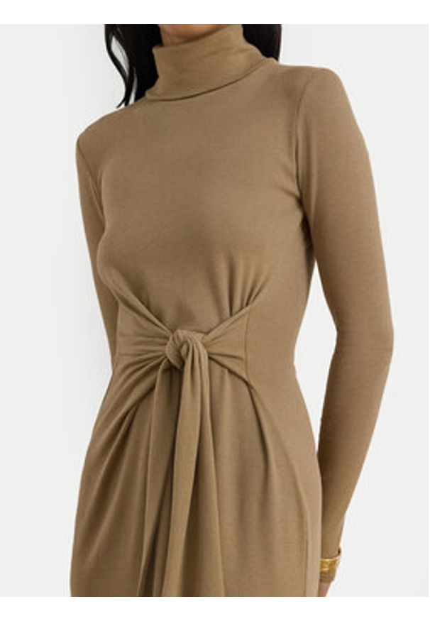 Lauren Ralph Lauren - LAUREN RALPH LAUREN Sukienka dzianinowa 200980028003 Beżowy Slim Fit. Kolor: beżowy. Materiał: bawełna, dzianina
